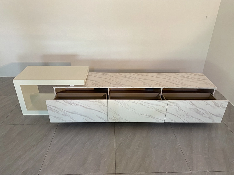 Luxury Gold Stainless Steel Frame Marble Top Tv Cabinet Tv Stand With 3 Drawers 1