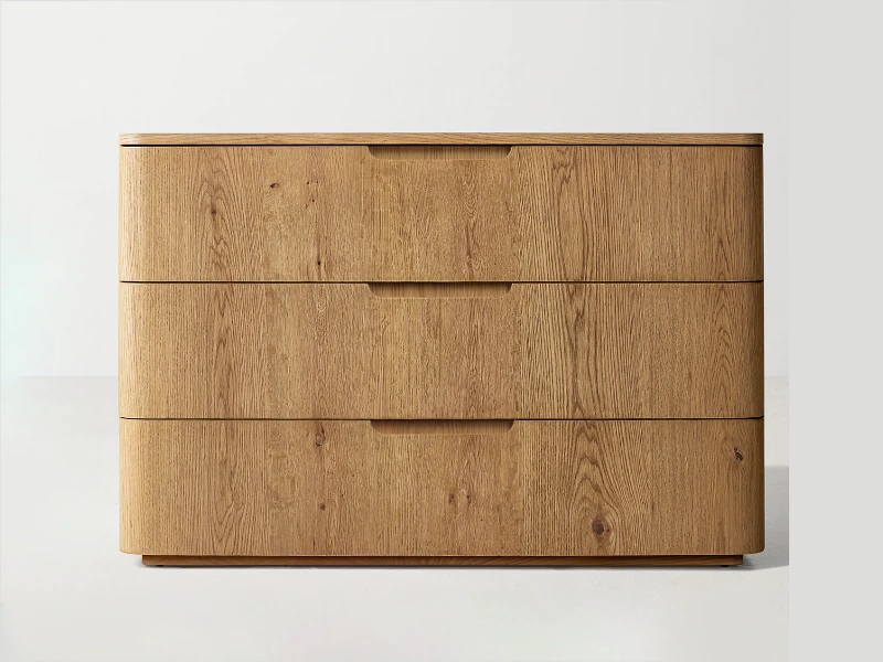 Defaico New Style Madero Dresser Modern Oak Wooden Dresser with 3 Drawers 1