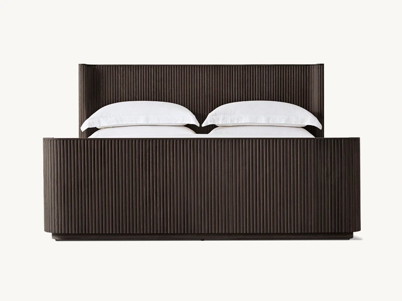 Wholesale Bedroom European White Oak Bed Faddish Striated With Footboard 1