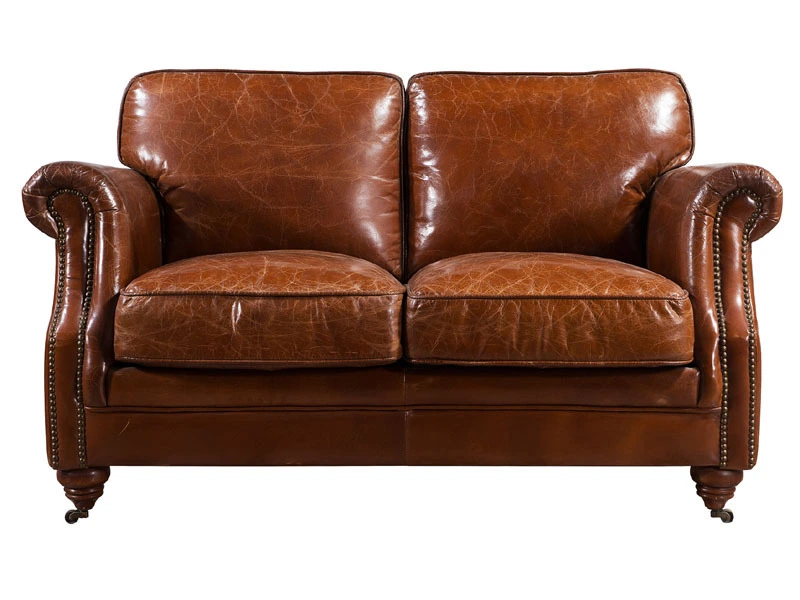 Riveted Antique Leather Sofa 2S 1