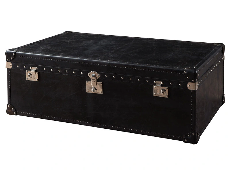 Black Vintage Leather Coffee Table 1