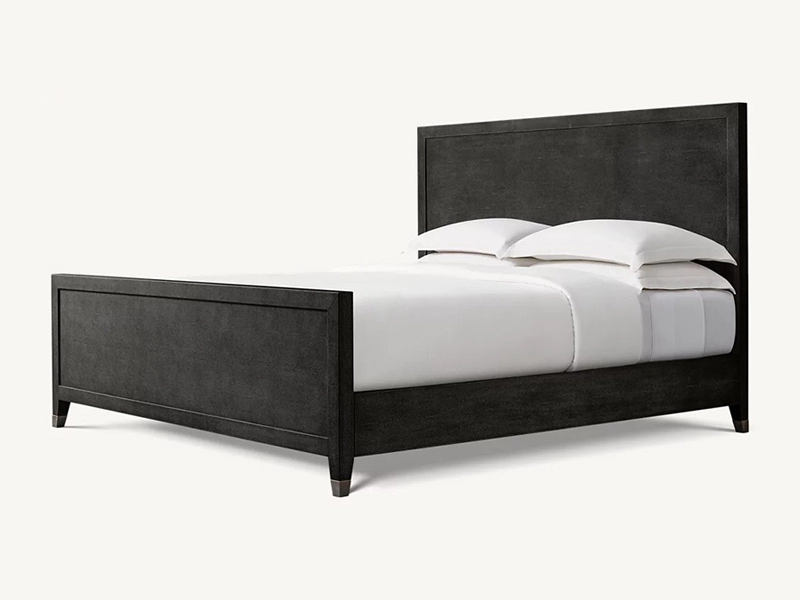 Black Color King Size Bed White Oak Solide Wood Bed 1