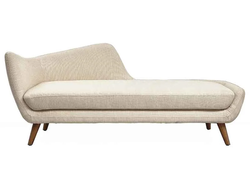 Wood Leg Linen White Fabric Sofa 1