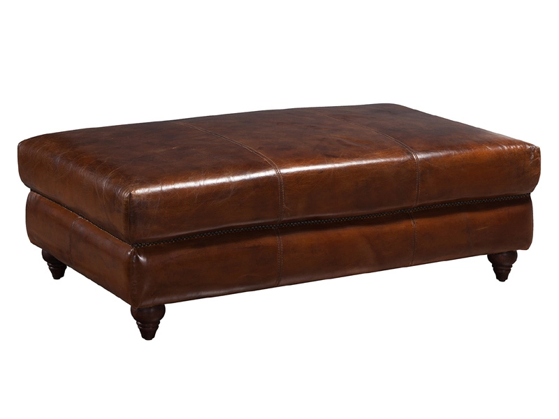 Vintage Leather Coffee Table Ottoman 1
