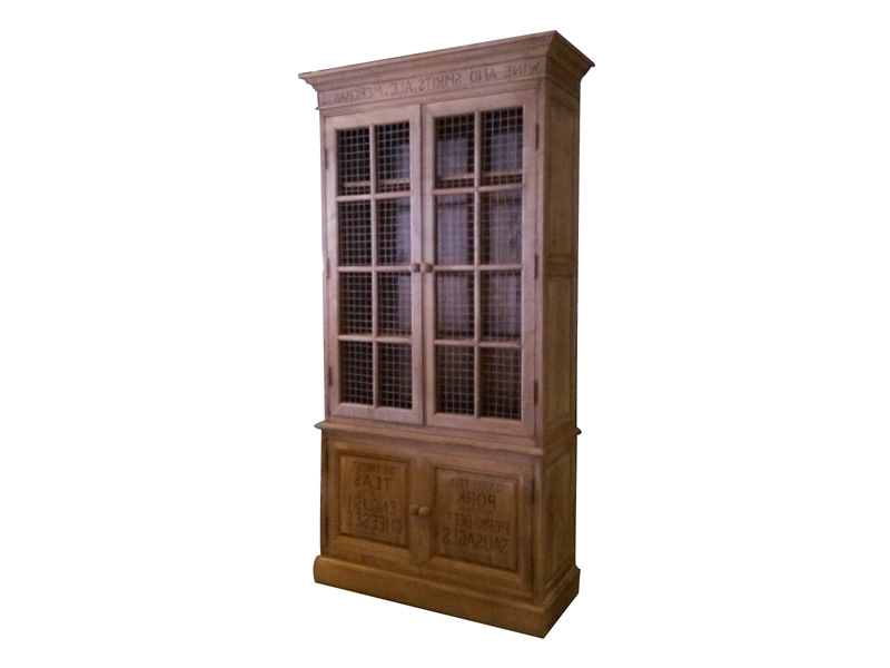 Salvaged Wood Glass Double Door Cabinet 1