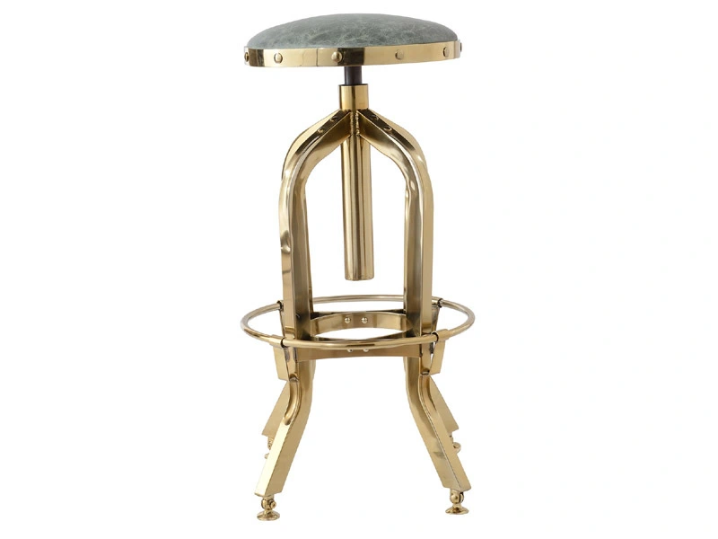 Golden Color Vintage Leather Top Bar Stool 1