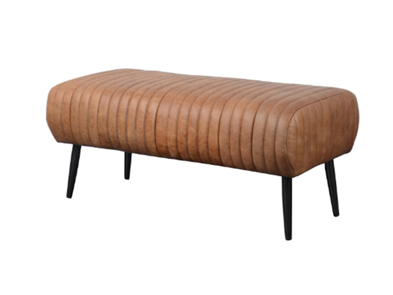 Luxury Customize Factory Antique Genuine Leather Meuble Baroque Bench Upholstered Solid Wood Furniture 1