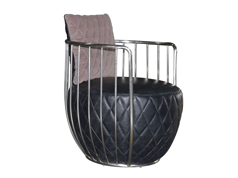 Distressed Vintage Cow Leather Caged Aviation Chair 1