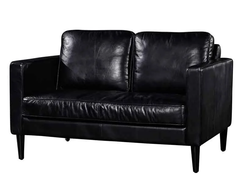 Black Vintage Leather 3 Seater Sofa 1