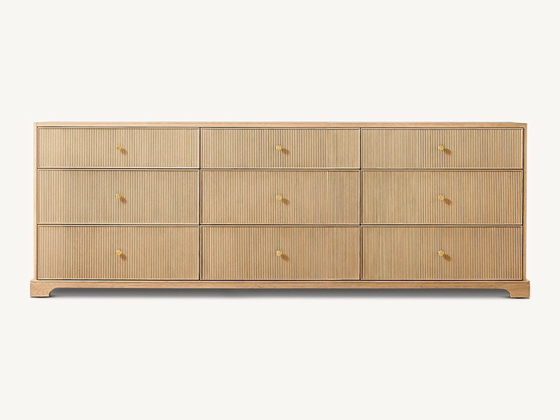 Defaico Striped Oak Wood Dresser Faddish Modern Style Bedroom Dresser 1