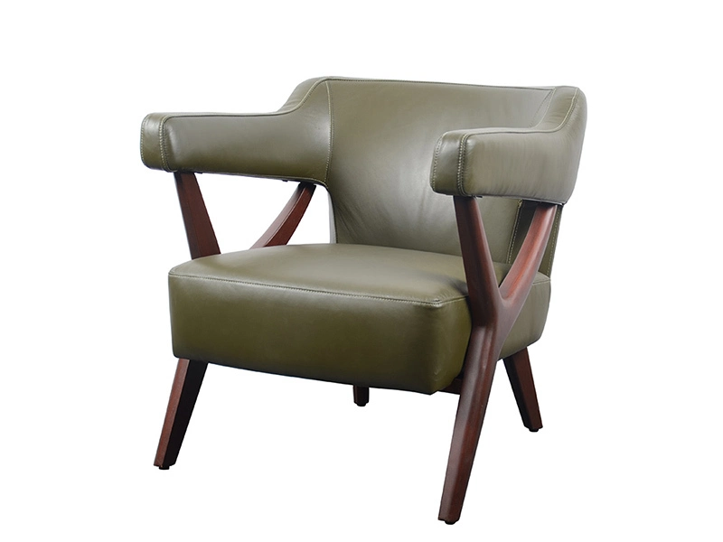 Minimalism Modern Style Green Leather Solid Wood Nordic Dining Room Funiture Chairs 1