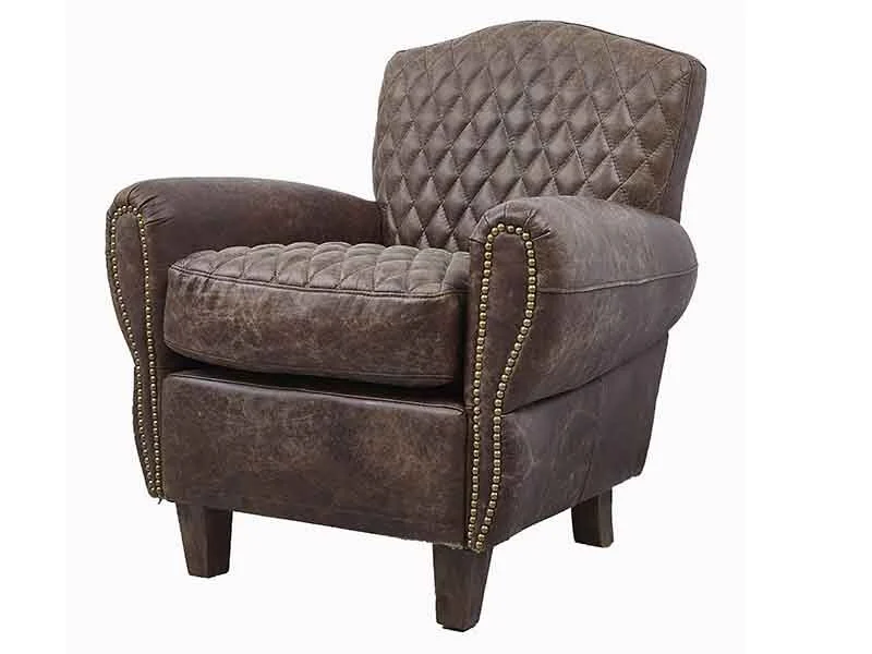 Roll Arm Distressed Leather  Armchair 1