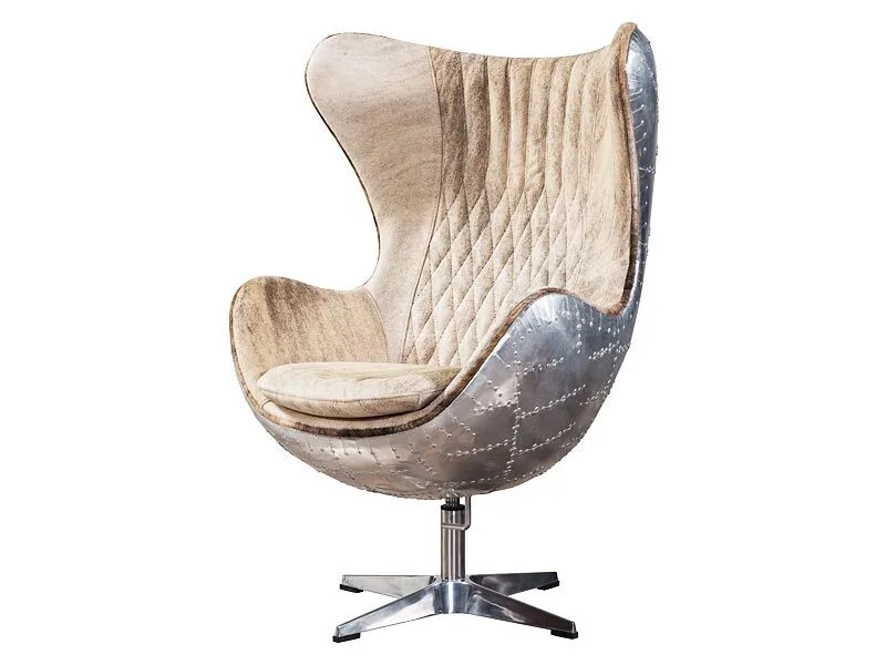 Aviator Pony Skin Leather Egg Chair 1