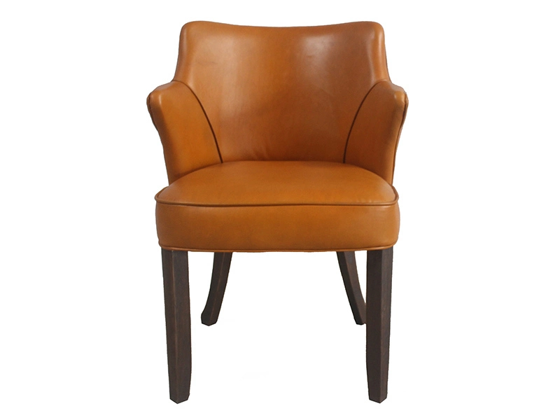 Wooden Leg Retro Genuine Leather Armchair 1