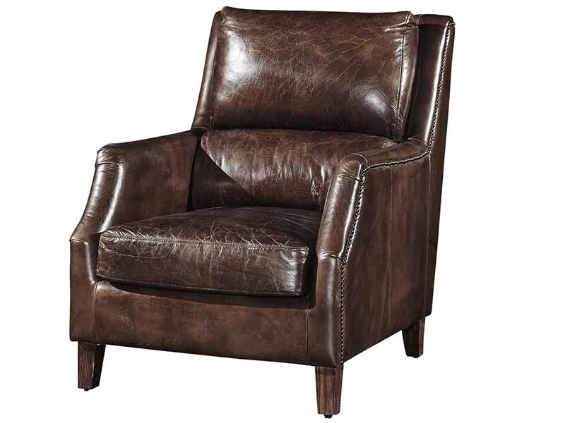 High Back Vintage Leather Armchair 1