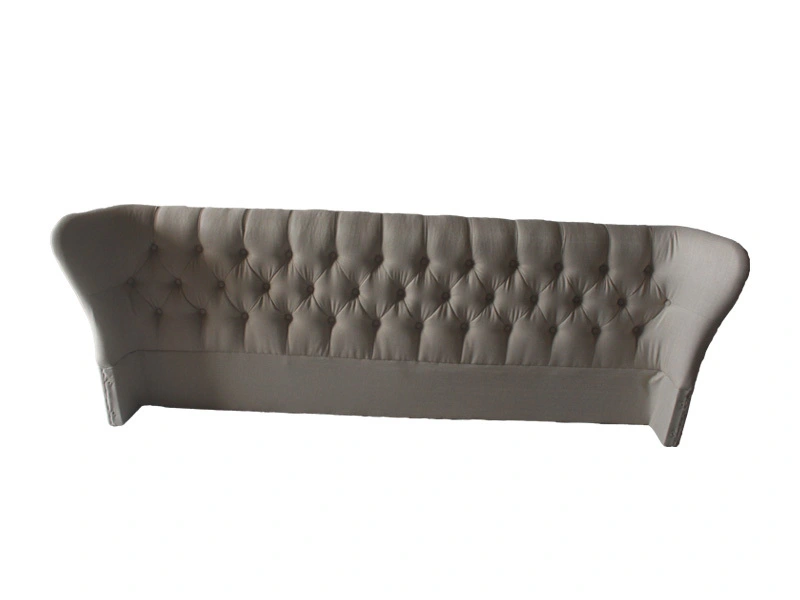 Italian Luxury Fabric Wooden Bed Headboard Bedroom King Size Furniture Hotel With Buckle Design 1