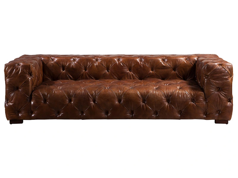 Tufted Vintage Leather Corner Sectional Sofa 1