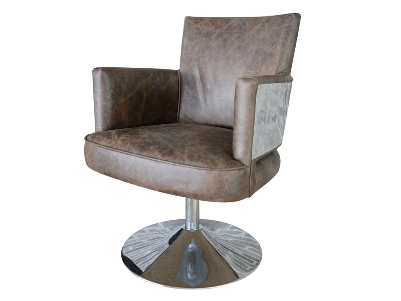 Industrial Rustic Top Grain Leather Adjustable Rolling Desk Chair1 1