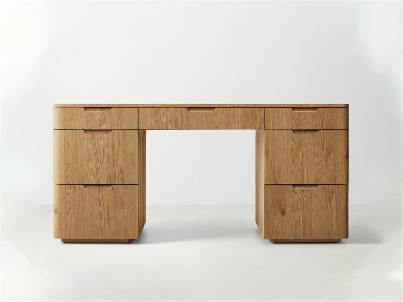 Wholesale Faddish Madero Oak Wooden Desk Office And Computer Desk With Drawers 1