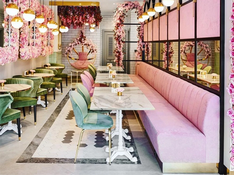 Cheap Modern Design Metal Leather Seat Restaurant Booth Seating Furniture Chair Set Sofa Velvet Chair With Stainless Steel Base 1