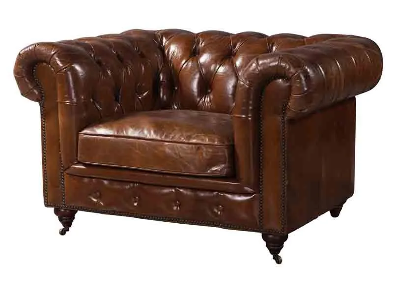 Antique Leather Chesterfield 1S Sofa 1
