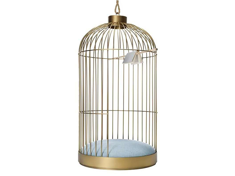 Luxury Design Hotel Lobby Furniture Gold Plated Stainless Steel Wedding Throne Birdcage Chair Hanging Velvet Seat Chair 1