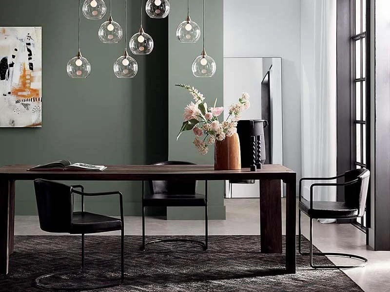 Brown Oak Wooden Dining Table Oblong Design Living Room Dining Table 1