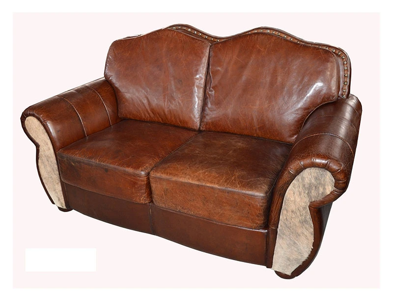 Retro Aged Leather American Style Sofa 1