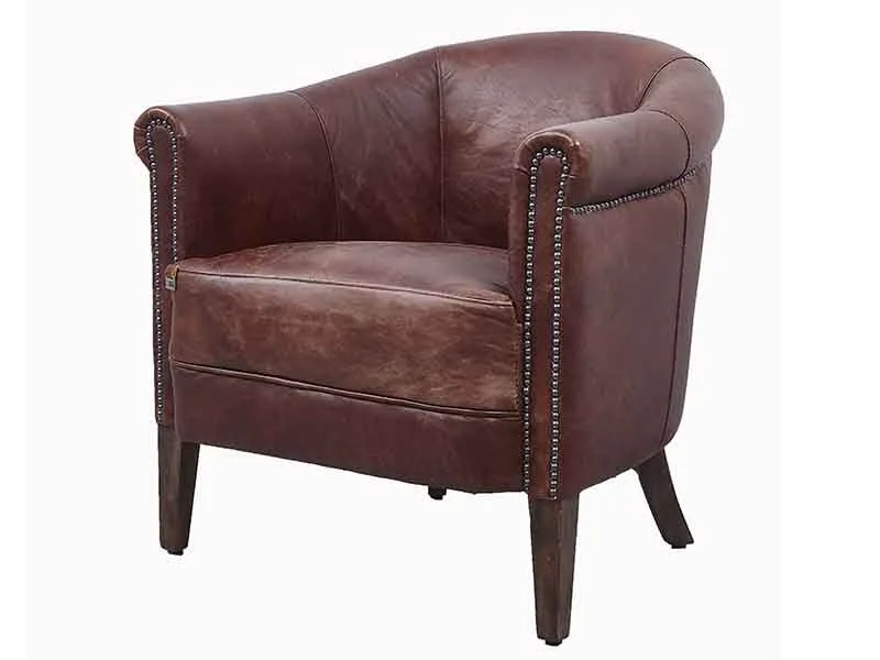 Tub Chair in Distressed Leather Chair 1