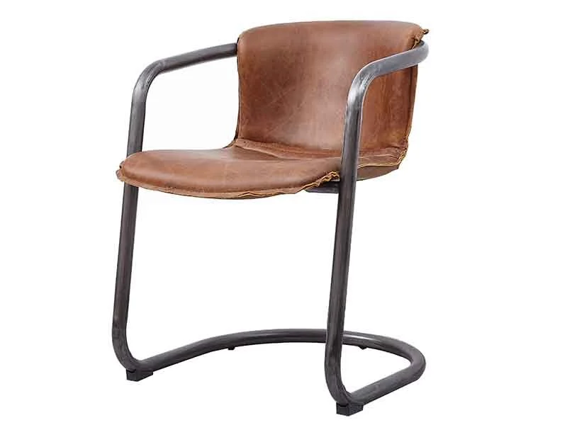 Iron Tube Vintage Leather Chair 1