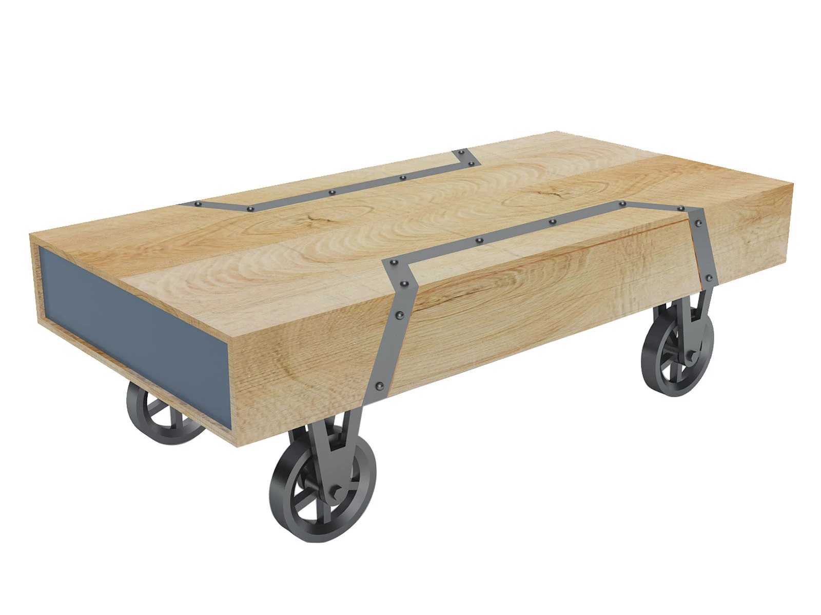 Luxury Rustic Wood Coffee Table with Casters 1