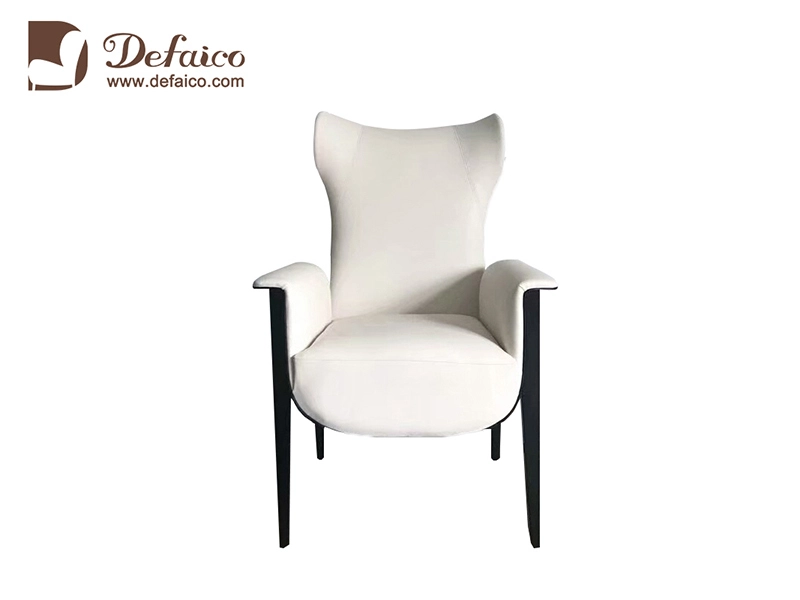 White Genuine Leather Wing Accent Modern Stainless Steel Leg Armchair 1