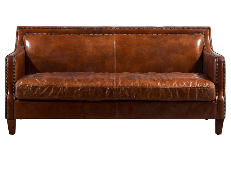 Vintage Handmade Brown Leather Couches 1