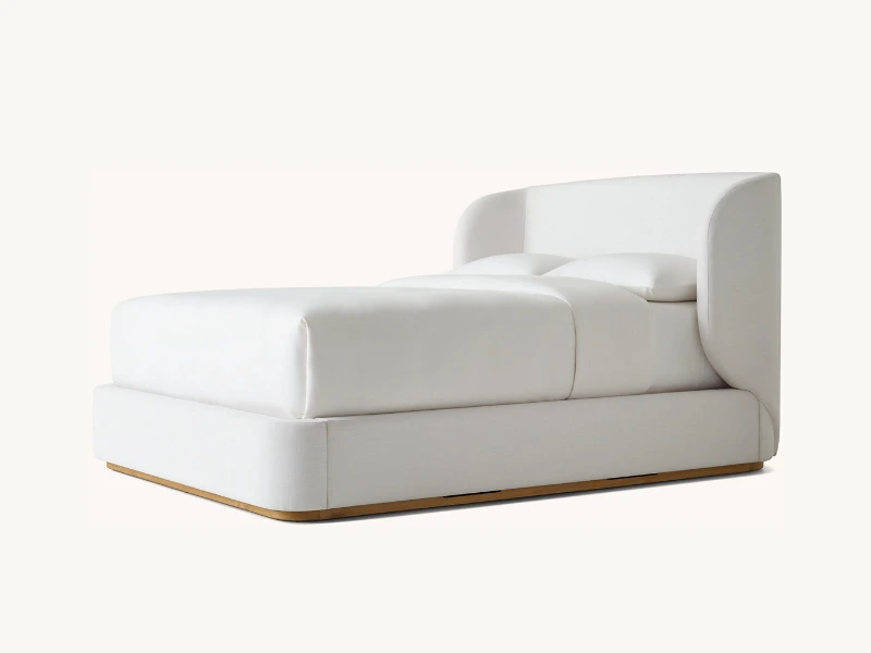 Defaico Hot Sale Madero Oak Wooden Bed Costom Size Fabric Shelter Bed 1