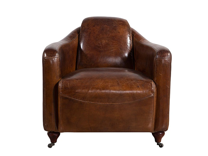 Vntage Grain Brown Leather Armchair 1