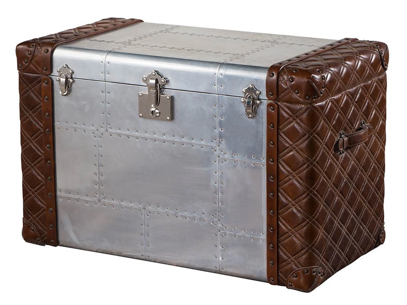 Vintage Leather and Aluminium Cabinet 1