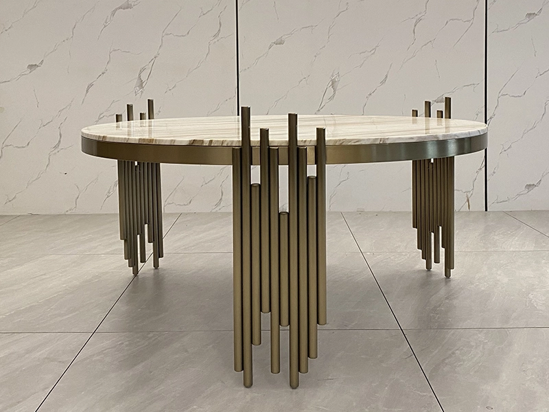 Living Room Furniture Luxury Gold Round Marble Table Tops Centre Coffee Table 1