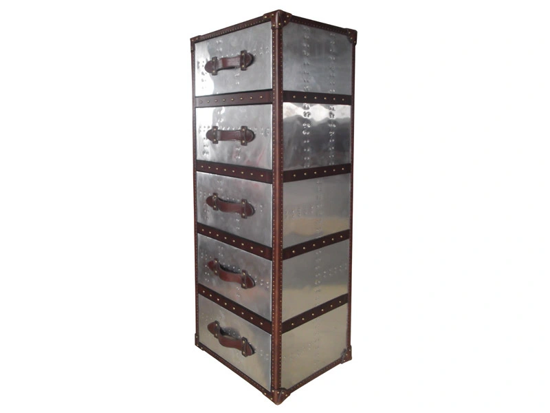 Mayfair Aluminium Cover Steamer Trunk 5-Drawer 1
