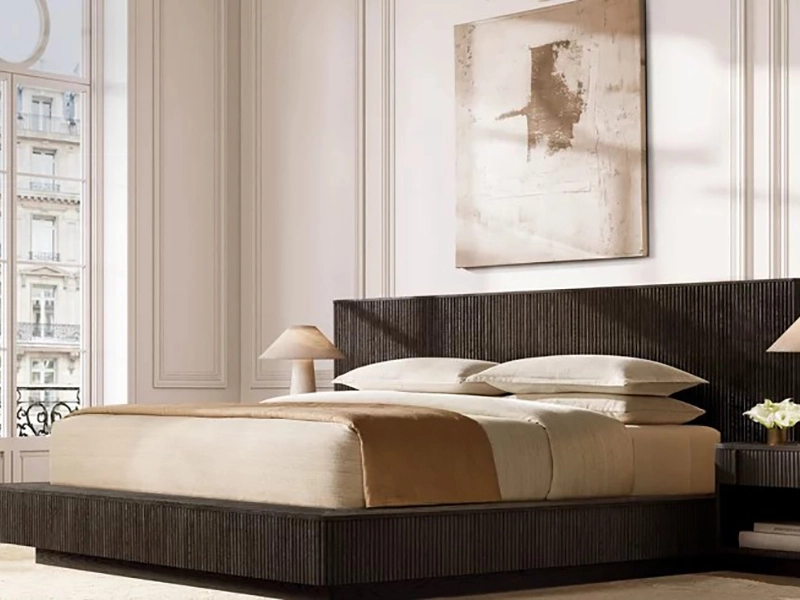 Faddish Oak Solid Wood Bed Faddish Modern Style Bedroom Bed1 1