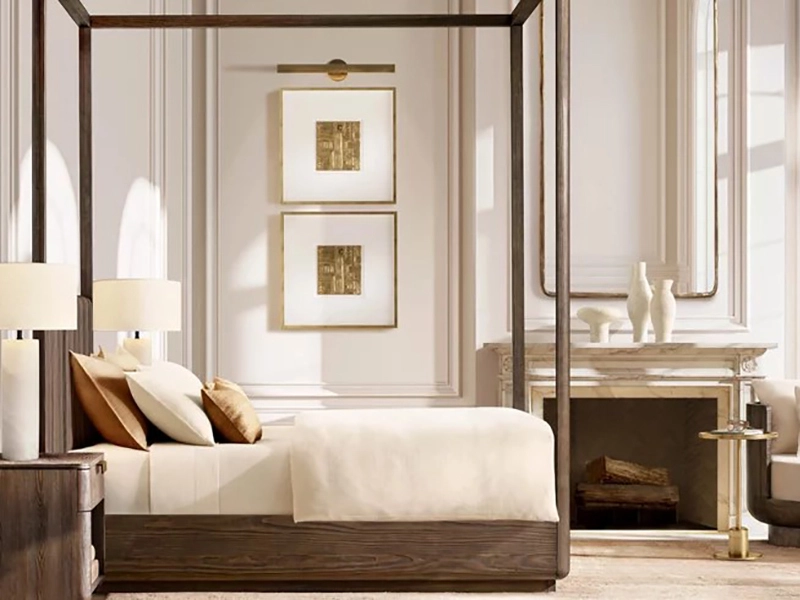 Defaico Brown Coloe Oak Solid Wood Daybed Faddish Modern Style Bedroom Daybed 1