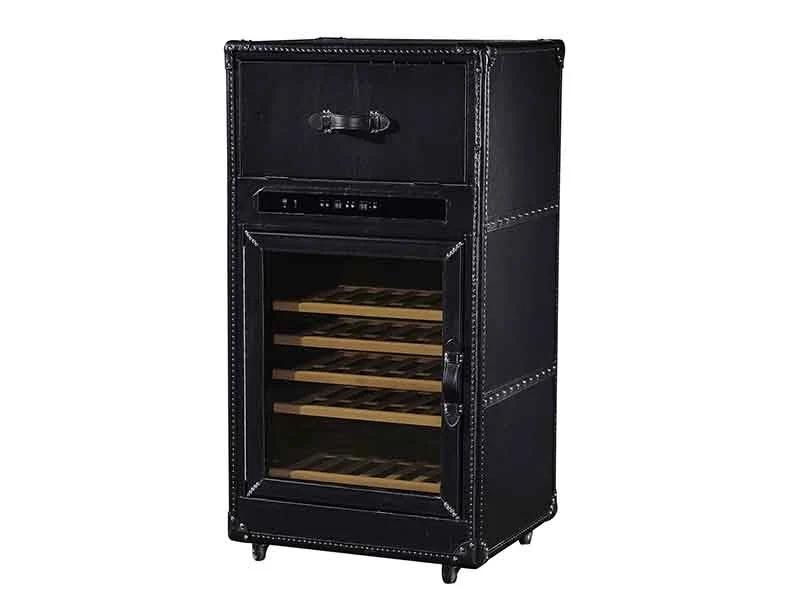 Vintage Leather Wine Cabinet 1