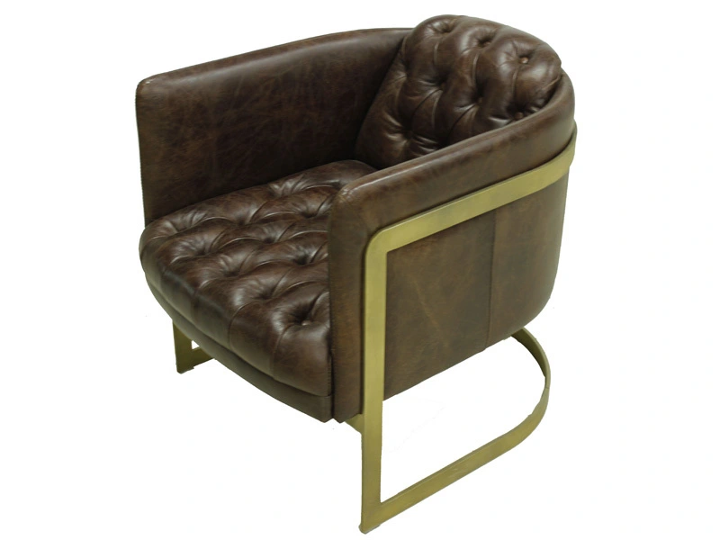 Retro Metal Base Chesterfield Back Sofa Chair 1