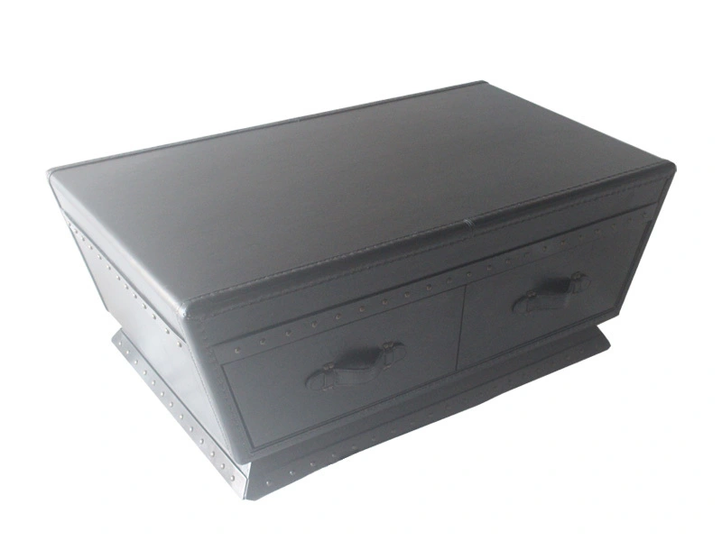 Modern Black Trunk Leather Solid Wood Coffee Table Italian Design For Living Room Hotel 1