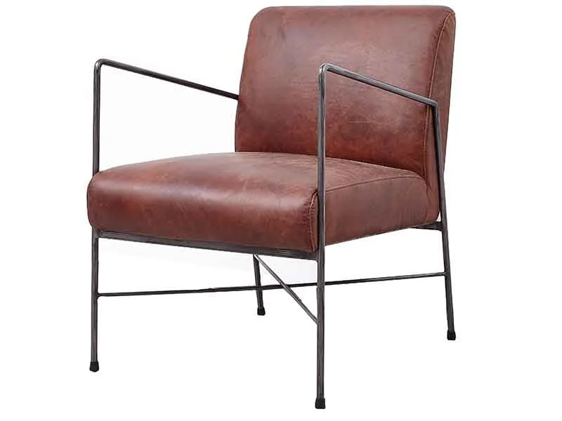 Industrial Iron Tube Antique Leather Chair 1