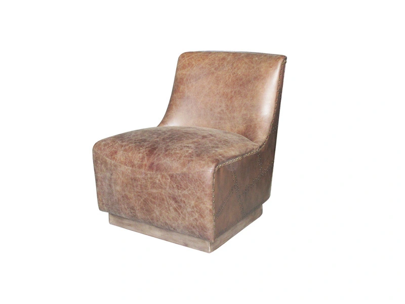 Brown Genuine Leather Single Sofa Chair Customized Antique For Living Room Lobby Office 1
