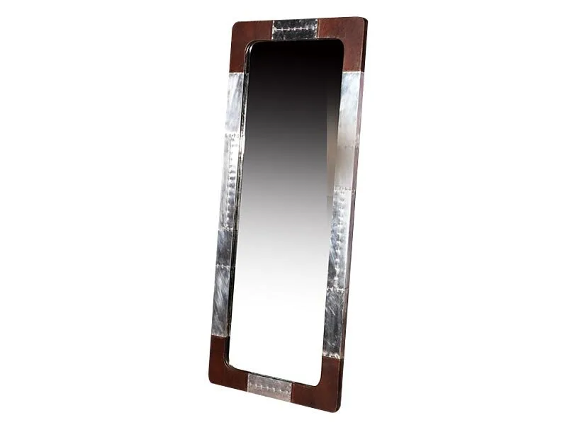 Wood and Metal Frame Vintage Rectangular Mirror 1