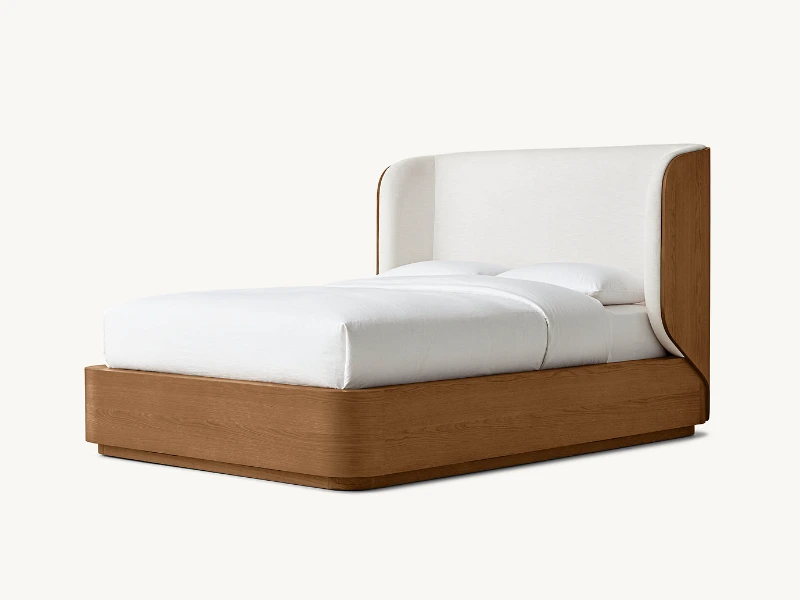 Faddish Madero Modern Oak Wooden Bed Wholesale Custom Color Bed With Fabric Shelter 1