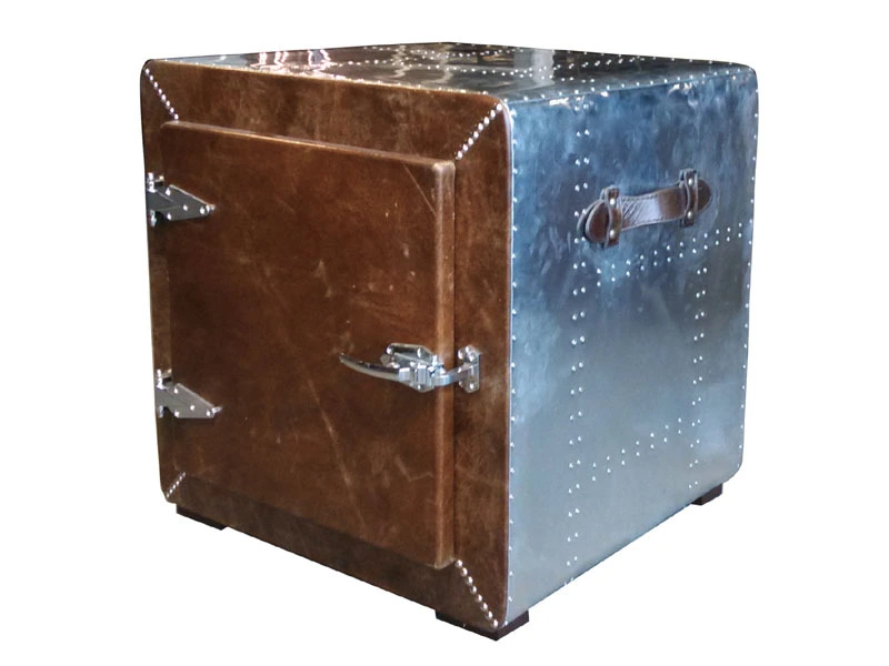 Aviator Back and Vintage Leather Cube Cabinet 1