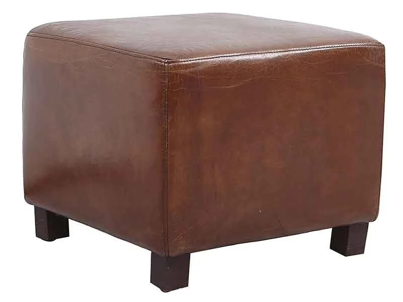 Brown Vintage Genuine Leather Stool 1