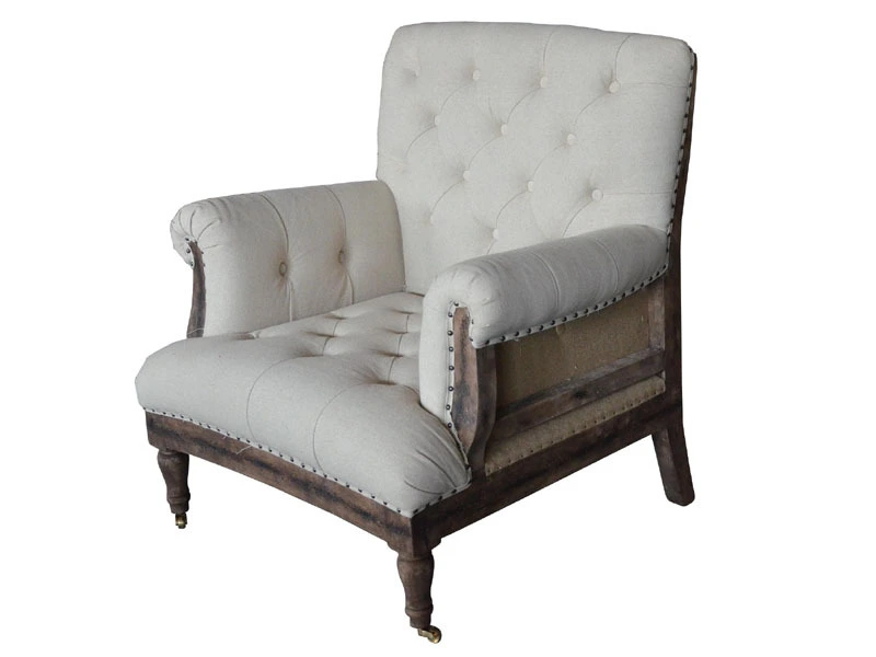 Architecture Back Button Tufted Back Armchair with Wheels 1
